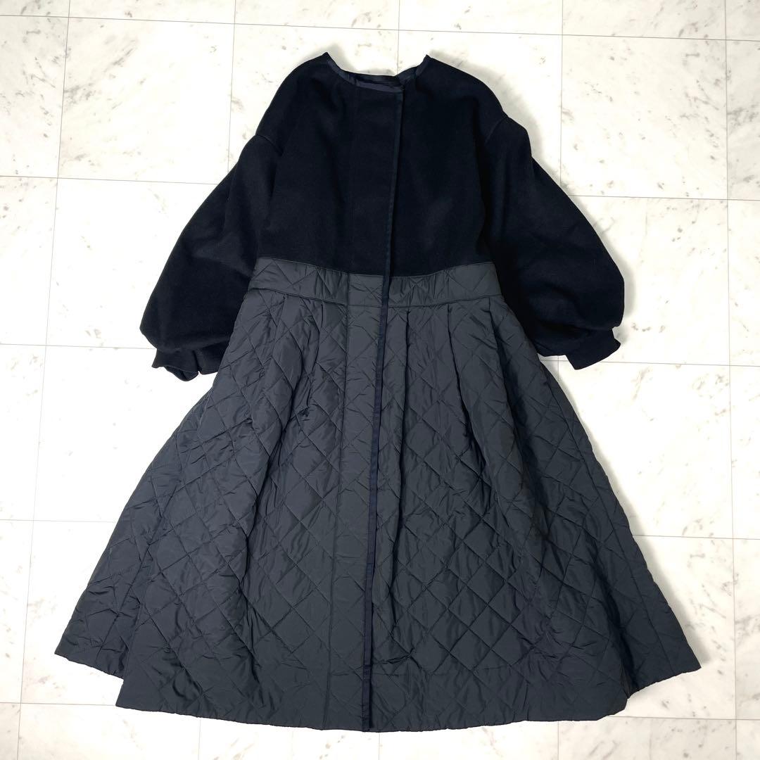 【極美品】カロリナグレイサー キルティング配色コート ブラック F