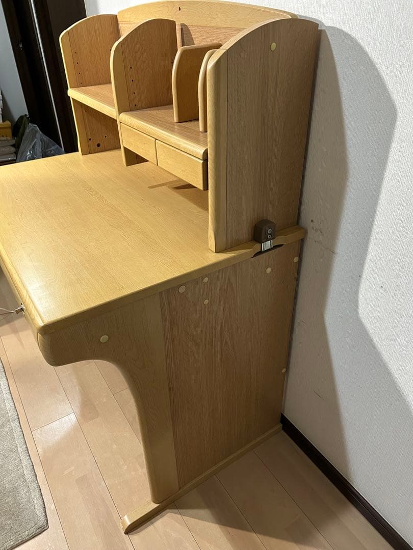 【送料無料】ナチュラルウッド 学習机 収納付き