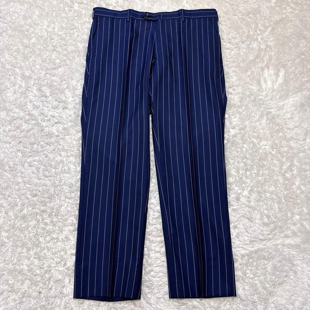 ポールスチュアート ビジネススーツ セットアップ ネイビー ストライプ 日本製