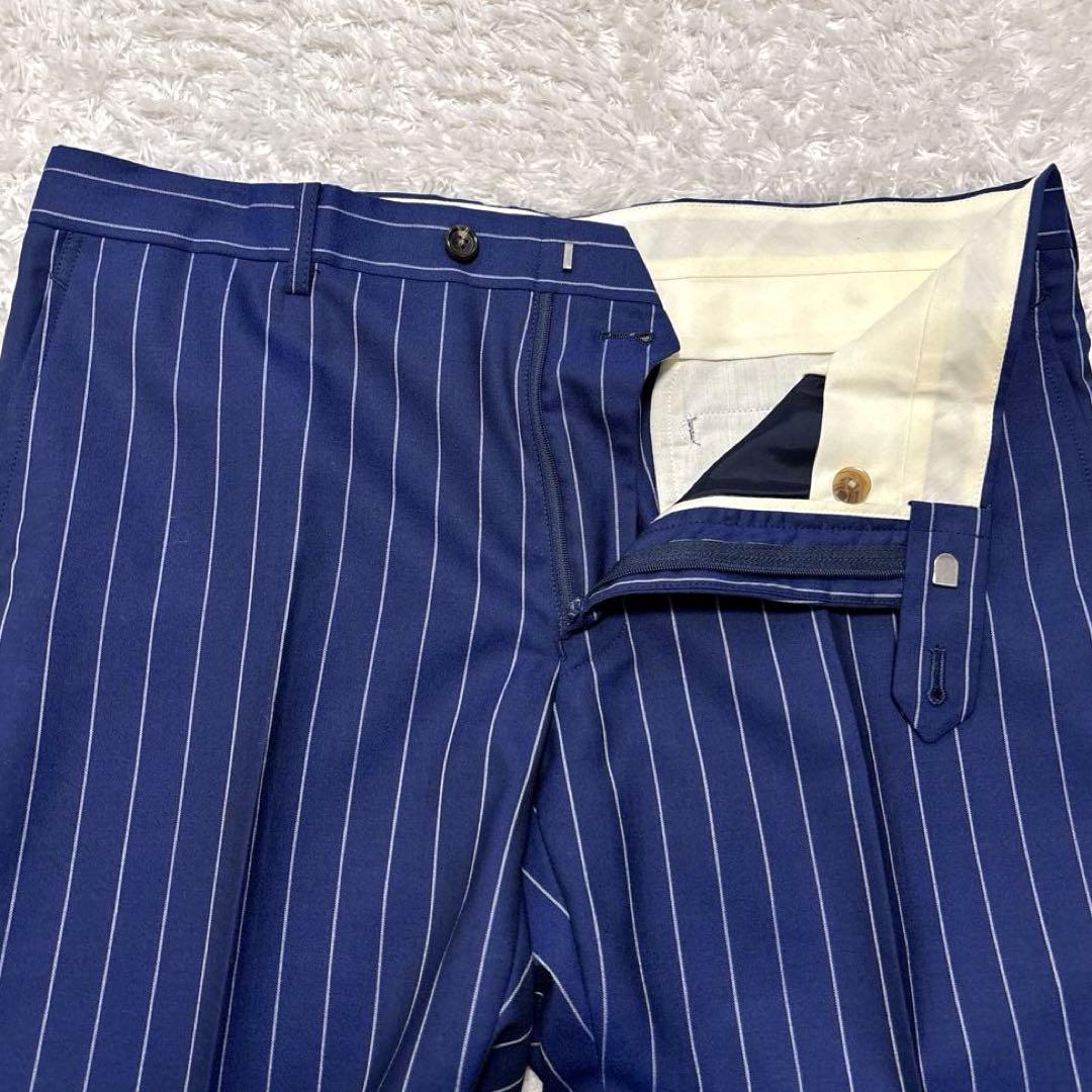 ポールスチュアート ビジネススーツ セットアップ ネイビー ストライプ 日本製