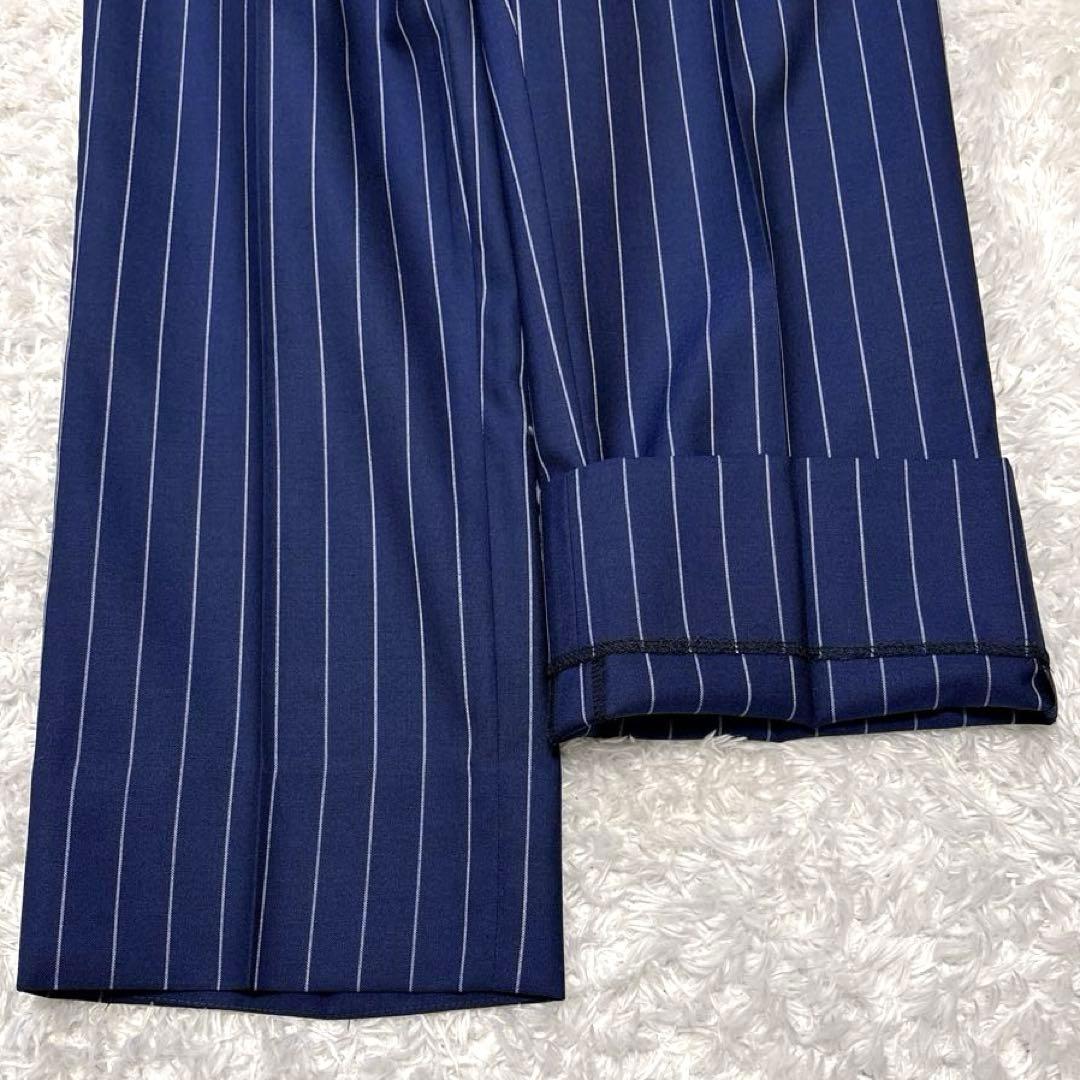 ポールスチュアート ビジネススーツ セットアップ ネイビー ストライプ 日本製