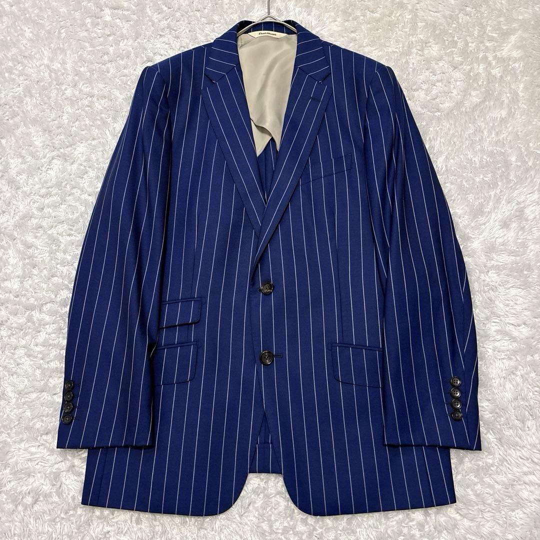 ポールスチュアート ビジネススーツ セットアップ ネイビー ストライプ 日本製