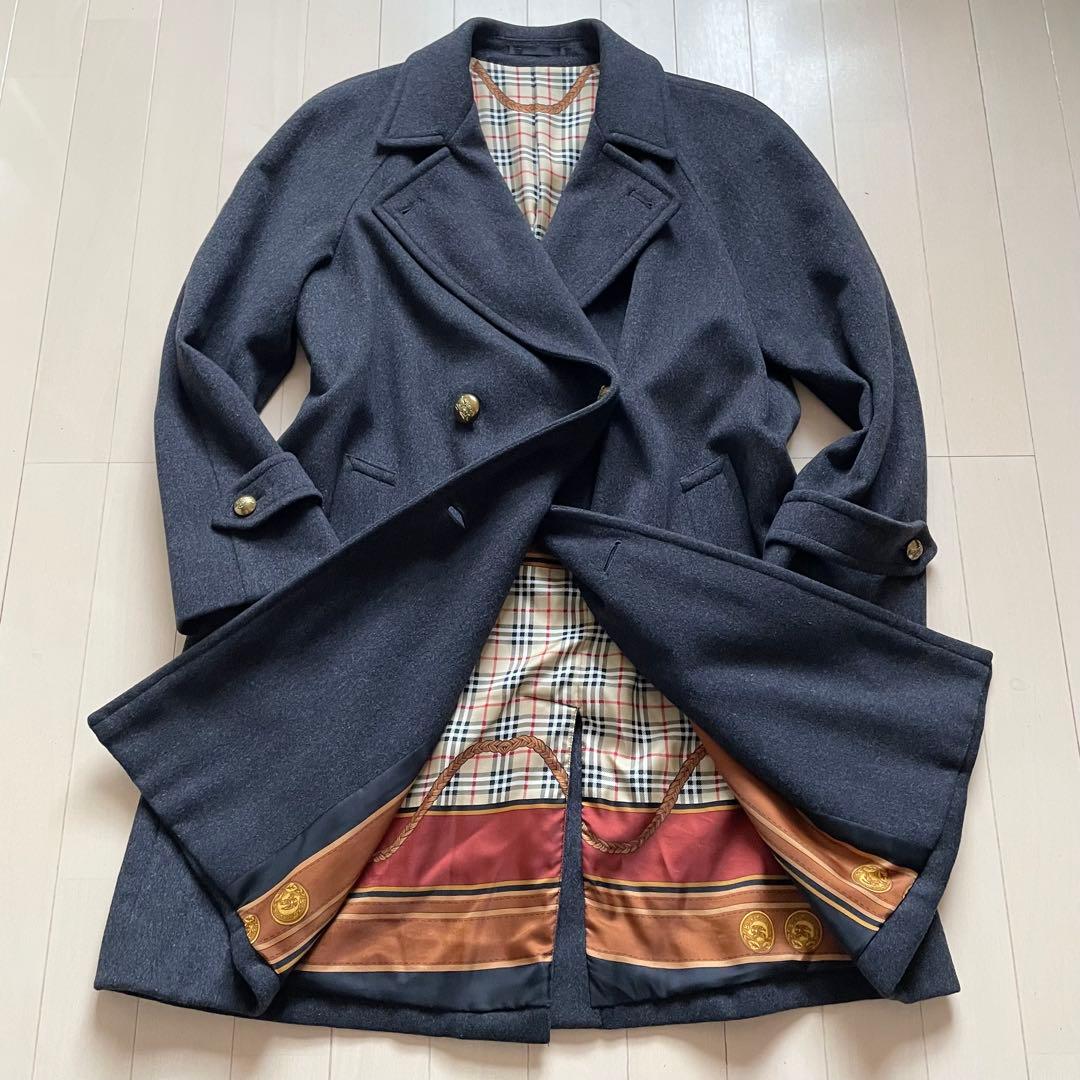 BURBERRYS【裏地総柄 希少 美品】チェスターコート 金ボタン XL位