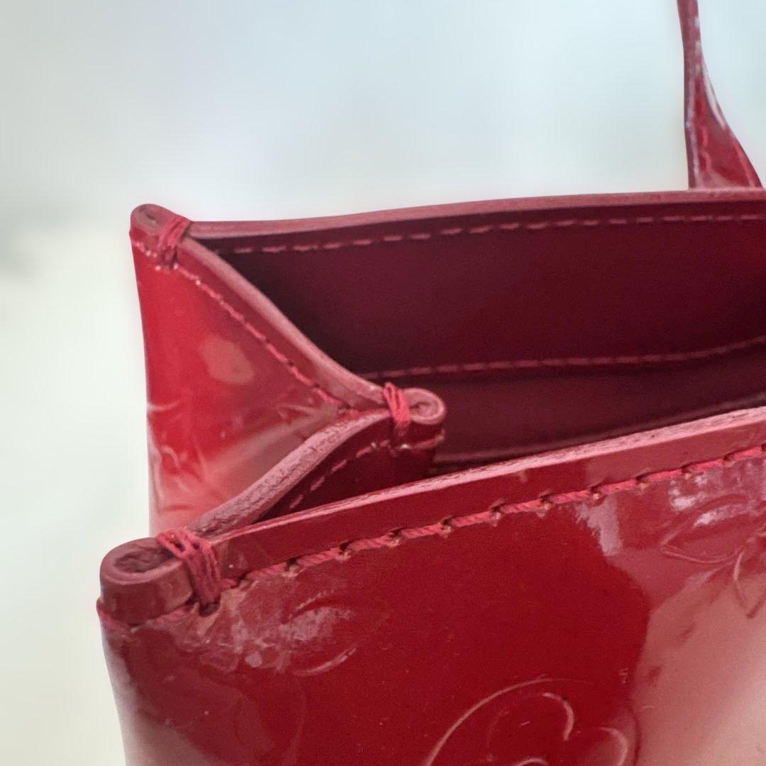 ルイヴィトン ヴェルニ ウィルシャーPM ミニトートバッグ レッド