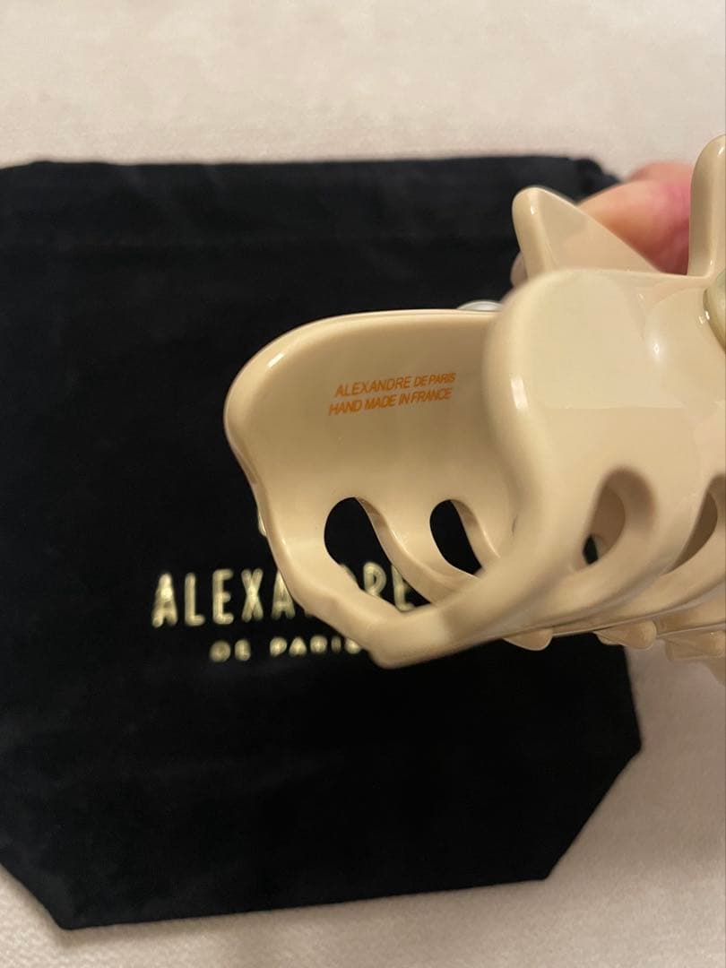 アレクサンドルドゥパリ　ヘアクリップ　パール　ベージュ　Ｌサイズ