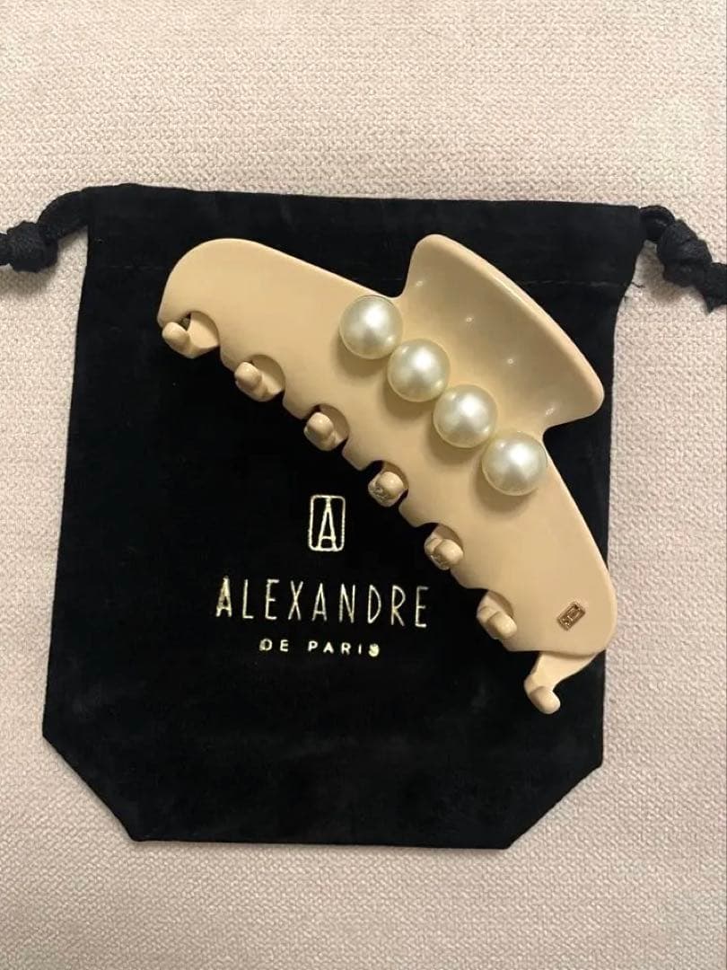 アレクサンドルドゥパリ　ヘアクリップ　パール　ベージュ　Ｌサイズ