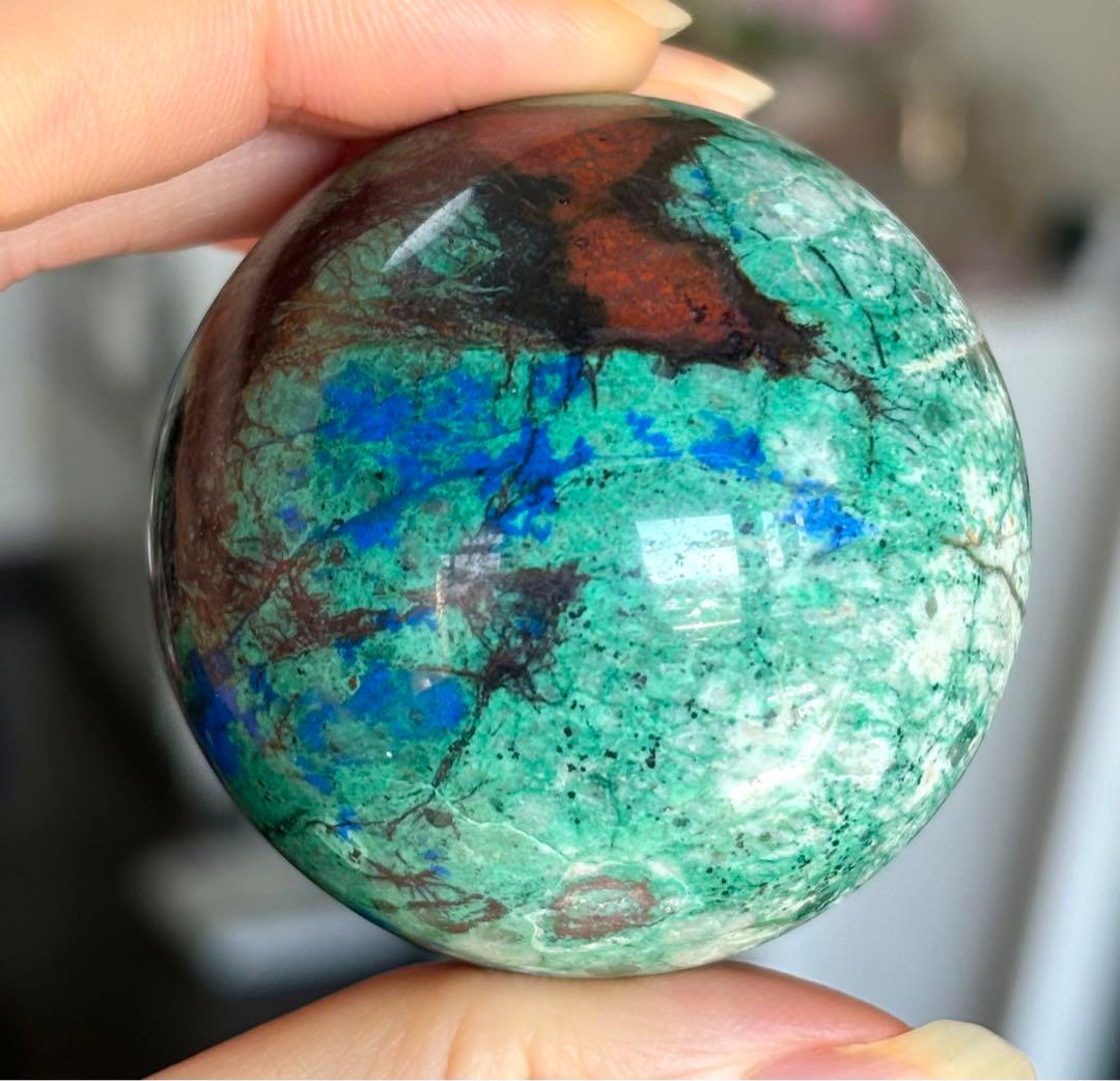 レア　高品質　アズライト　ターコイズ　スフィア