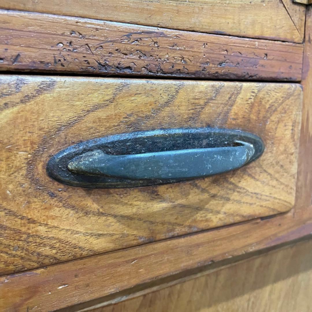 昭和 レトロ　戸棚　モールガラス　食器棚　本棚　アンティーク　当時物　水屋