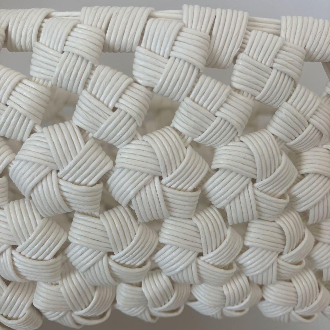 シンプル＊オーバルバスケット＊花結び　白　クラフトバンド