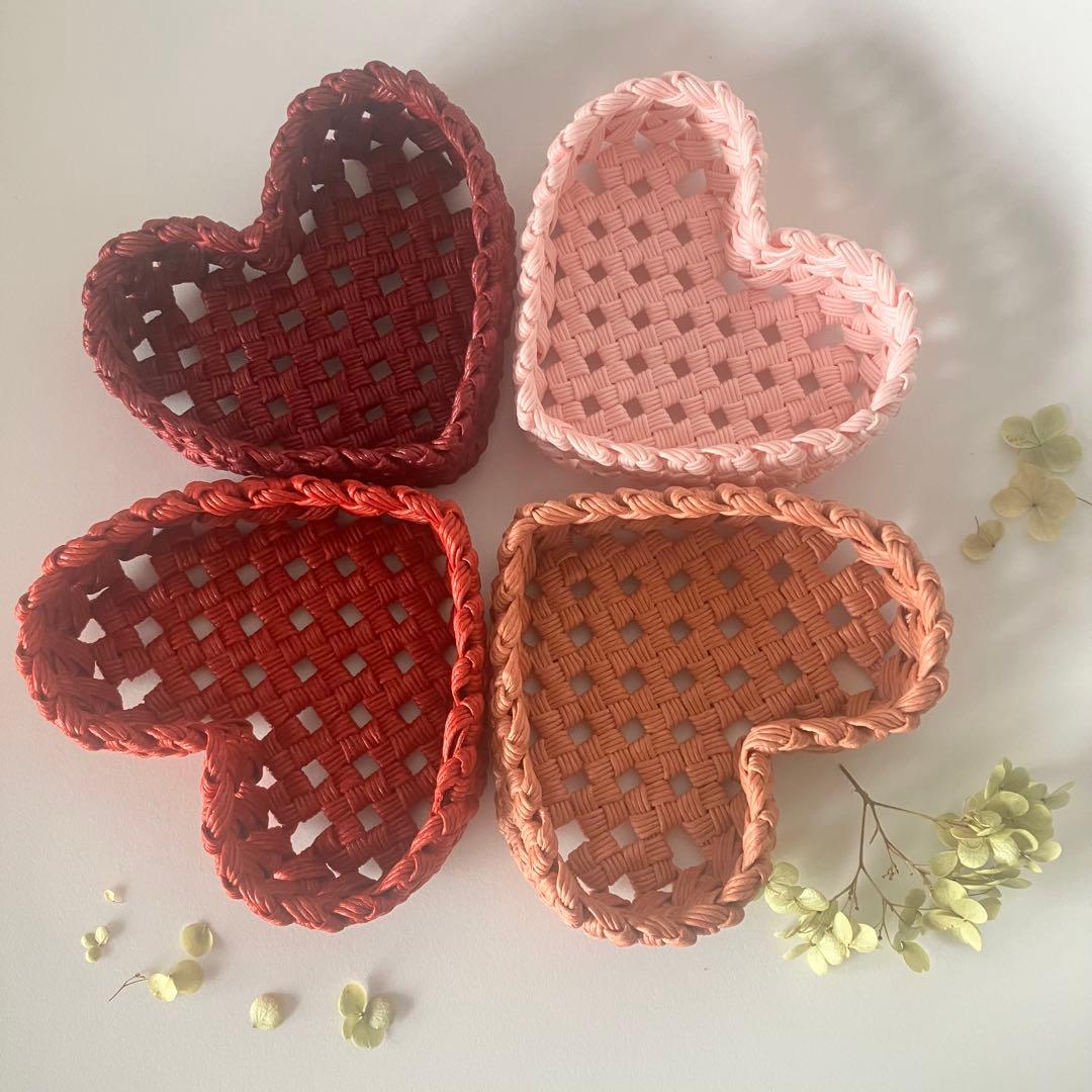 シンプル＊オーバルバスケット＊花結び　白　クラフトバンド