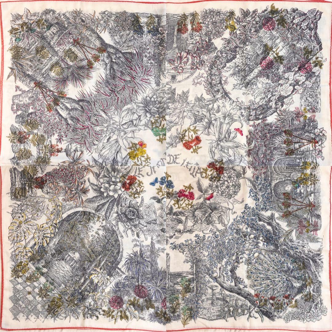 【希少！美品！】HERMES カレジェアン レイラの庭 ホワイト マルチカラー