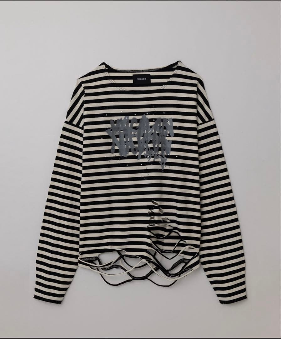 【値下げ交渉歓迎】【GRANCY】総柄ラインストーングラフィックロンT S