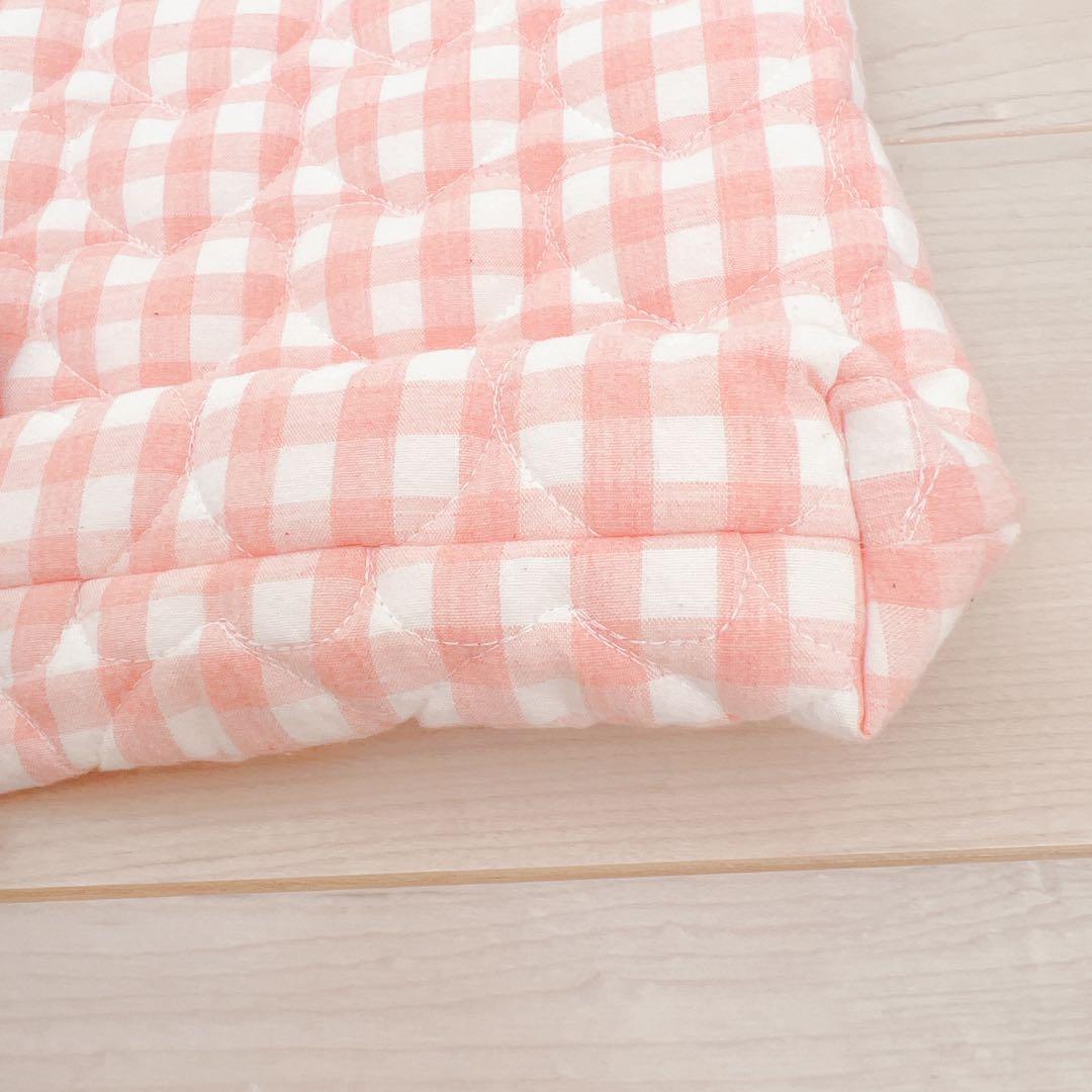 入園入学セット　女の子　いちご柄　レース　ピンク　チェック　ハンドメイド　5点