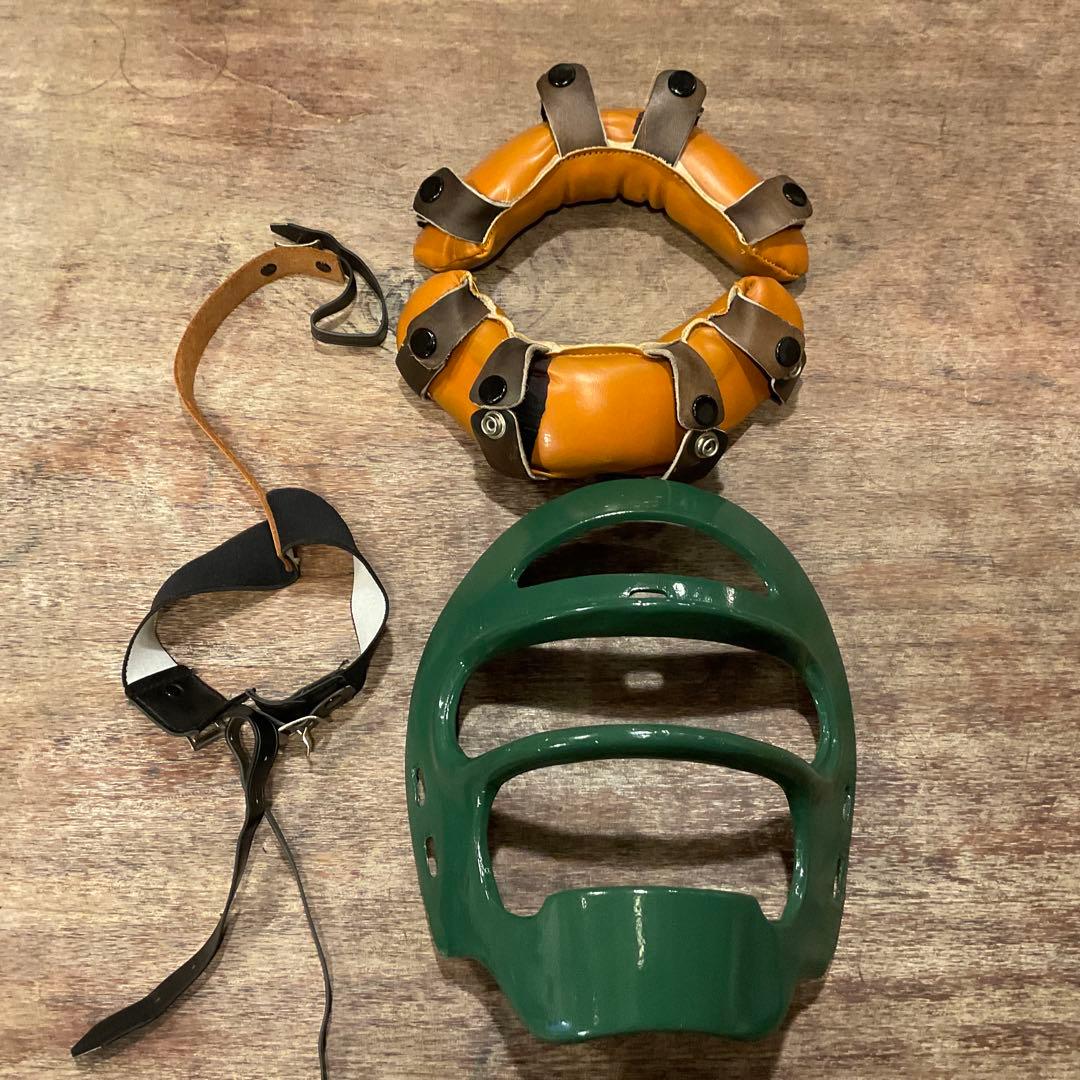 未使用保管品！昭和レトロ キャッチャーマスク 金属製 野球 審判 硬式 軟式