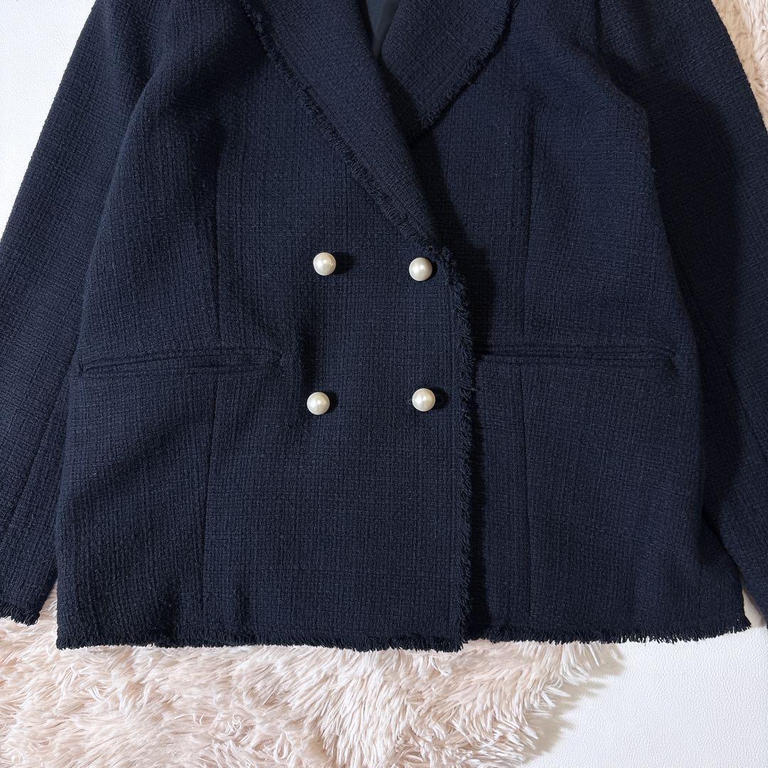 未使用級ꕥスピックアンドスパン 完売 ファンシーツイードダブルブレストジャケット