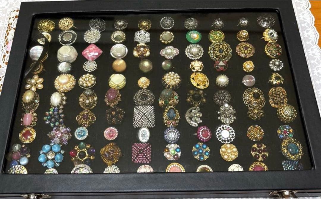 ヴィンテージ　アンティーク　西ドイツ　W.GERMANY 装飾ボタン リング