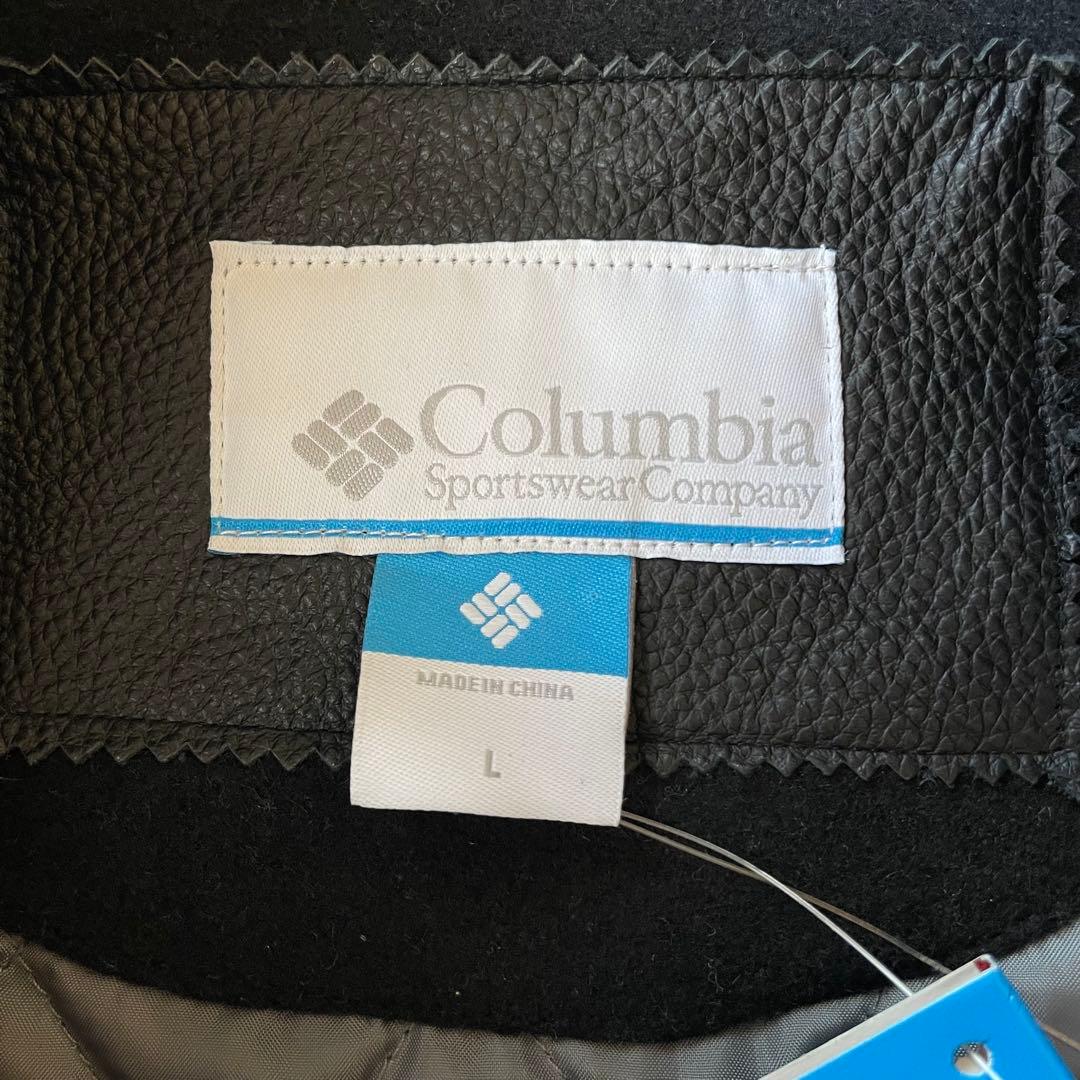 新品未使用 Columbia コロンビア スタジャン レザー ロゴ 黒