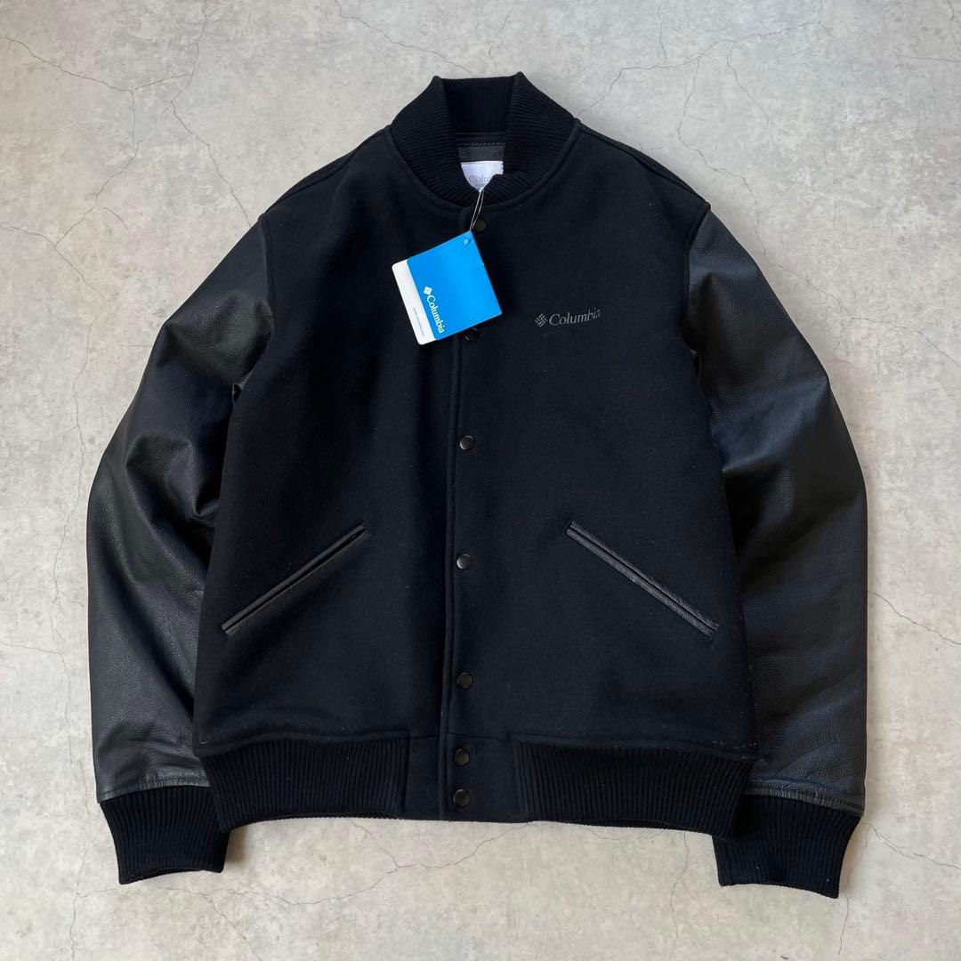 新品未使用 Columbia コロンビア スタジャン レザー ロゴ 黒