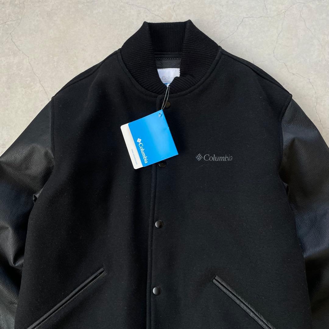 新品未使用 Columbia コロンビア スタジャン レザー ロゴ 黒