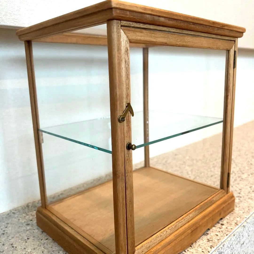 古い木製ガラスケース 2段 卓上ショーケース