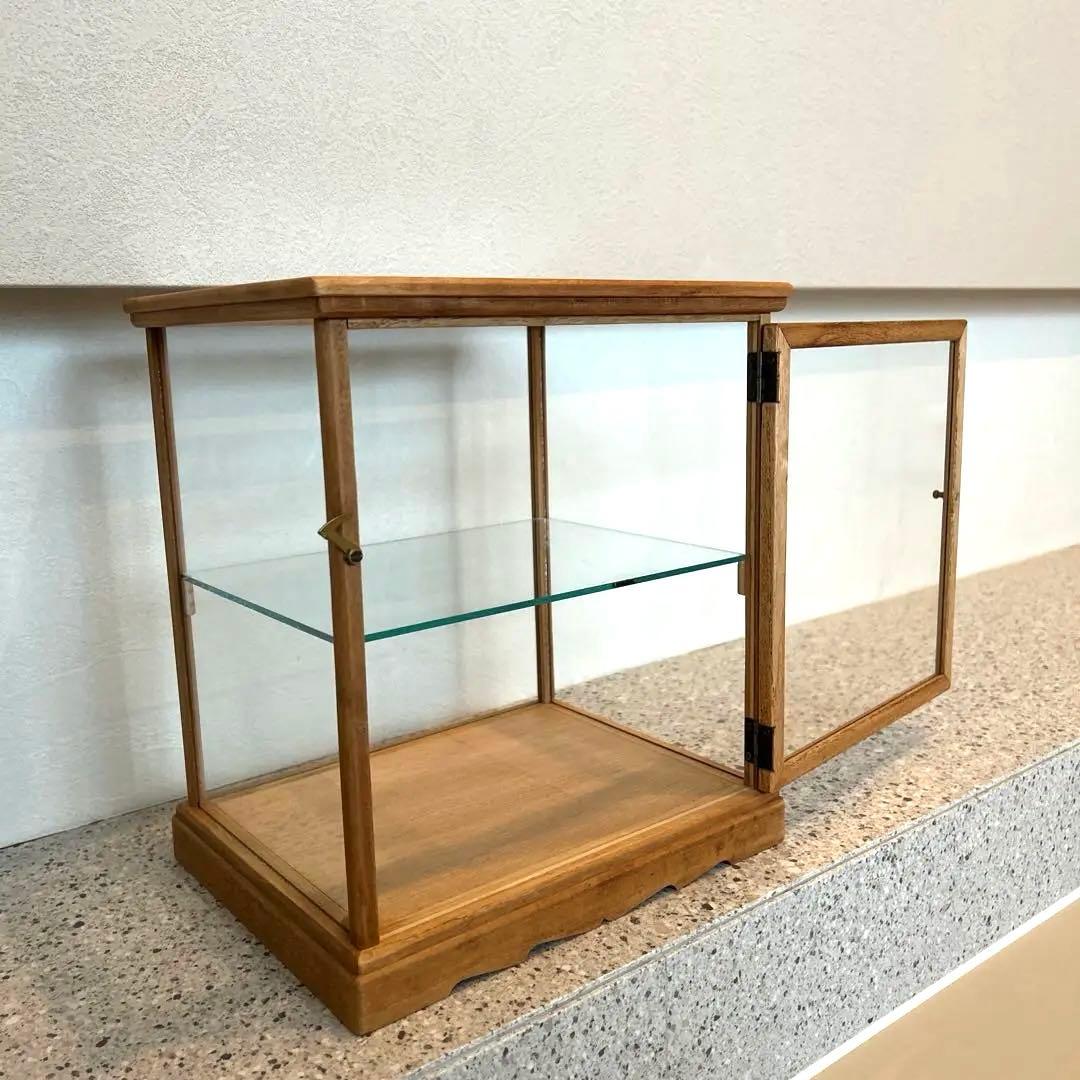 古い木製ガラスケース 2段 卓上ショーケース
