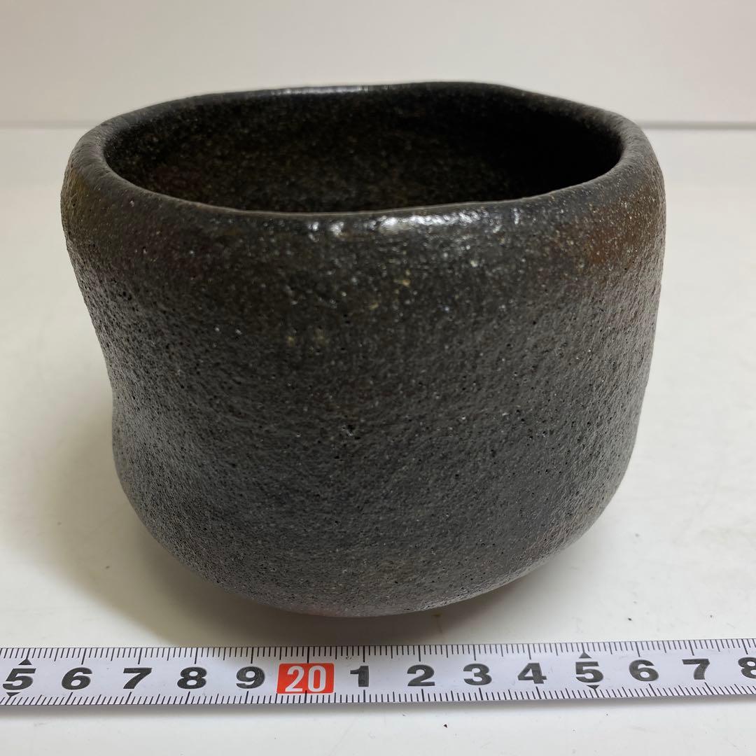 佐々木照楽 長次郎禿うつし黒茶碗　共箱　幅約10.5㎝　東R8-0213☆2F