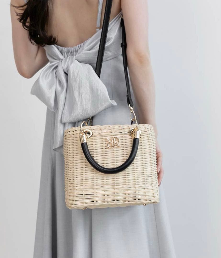 RANDA 2WAY ラタンスクエアハンドバッグ ブラック