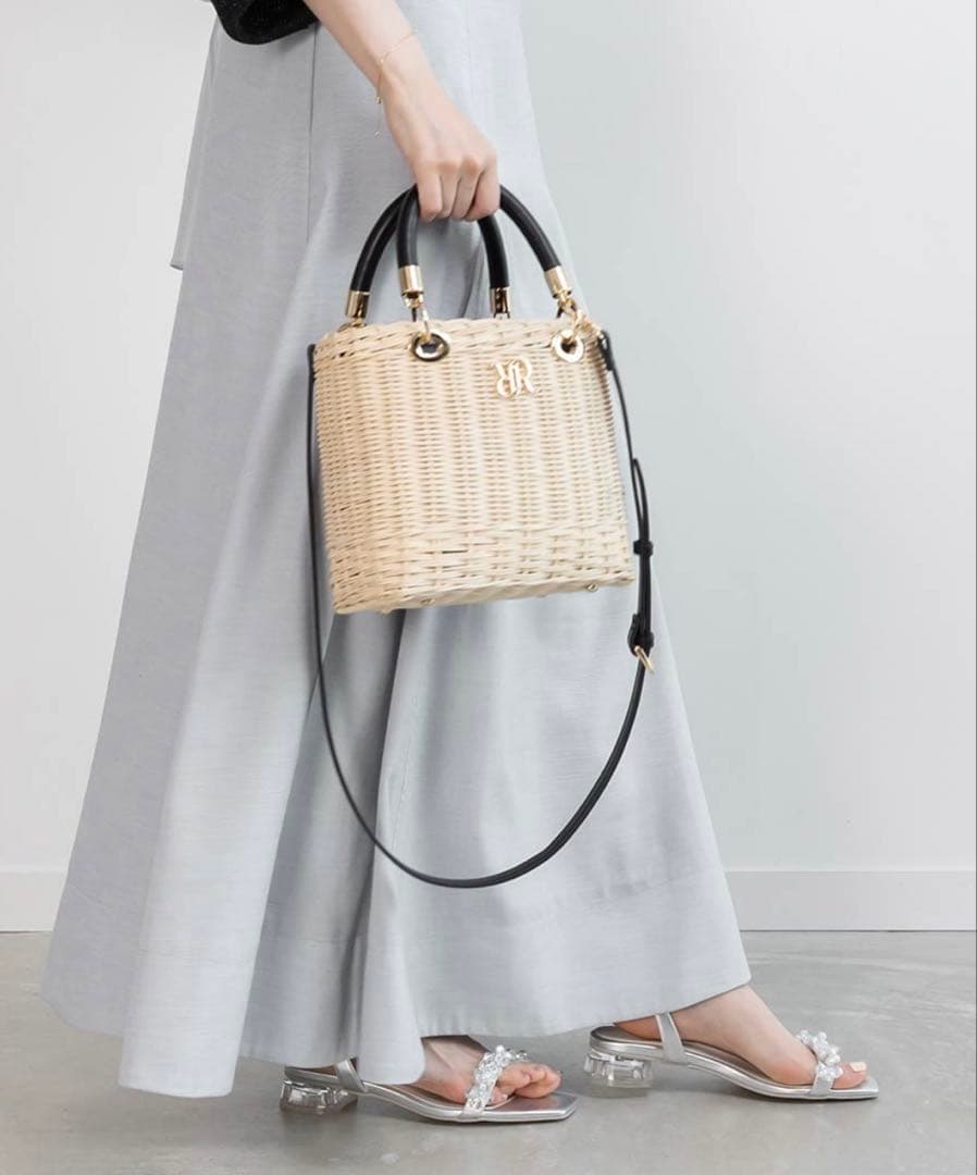 RANDA 2WAY ラタンスクエアハンドバッグ ブラック