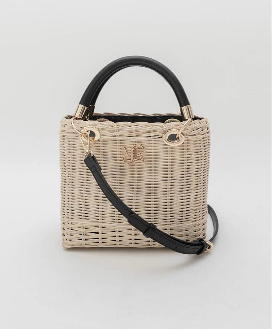 RANDA 2WAY ラタンスクエアハンドバッグ ブラック