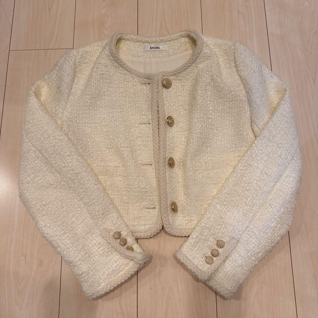 【新品タグ付き】スナイデル ミックスツイードジャケット ホワイト