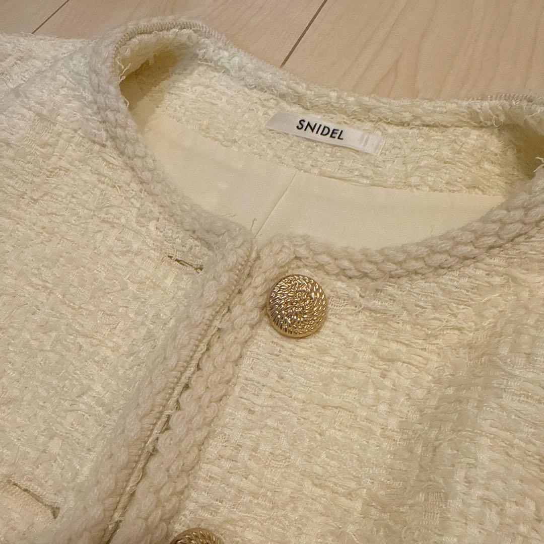 【新品タグ付き】スナイデル ミックスツイードジャケット ホワイト