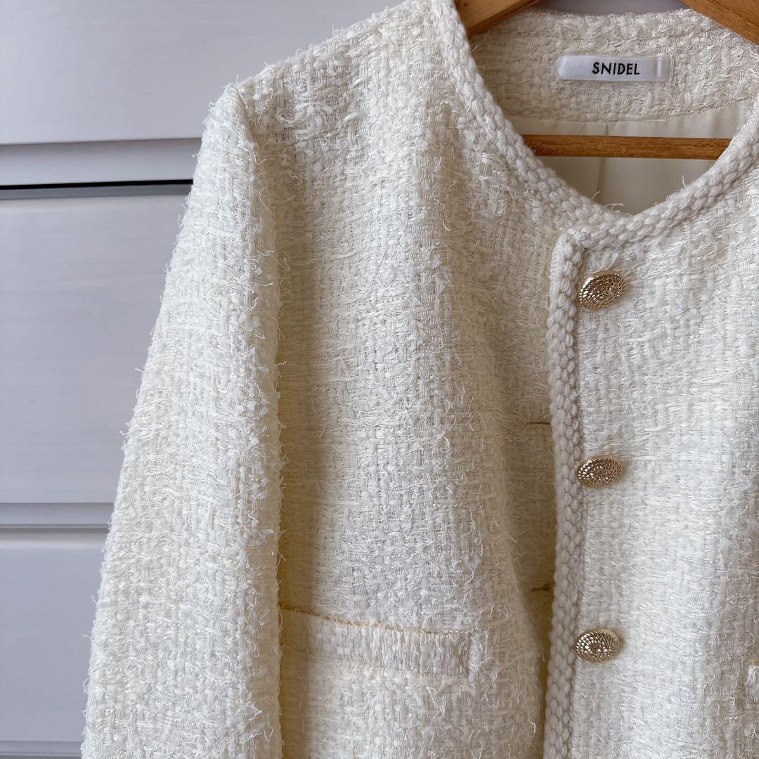 【新品タグ付き】スナイデル ミックスツイードジャケット ホワイト