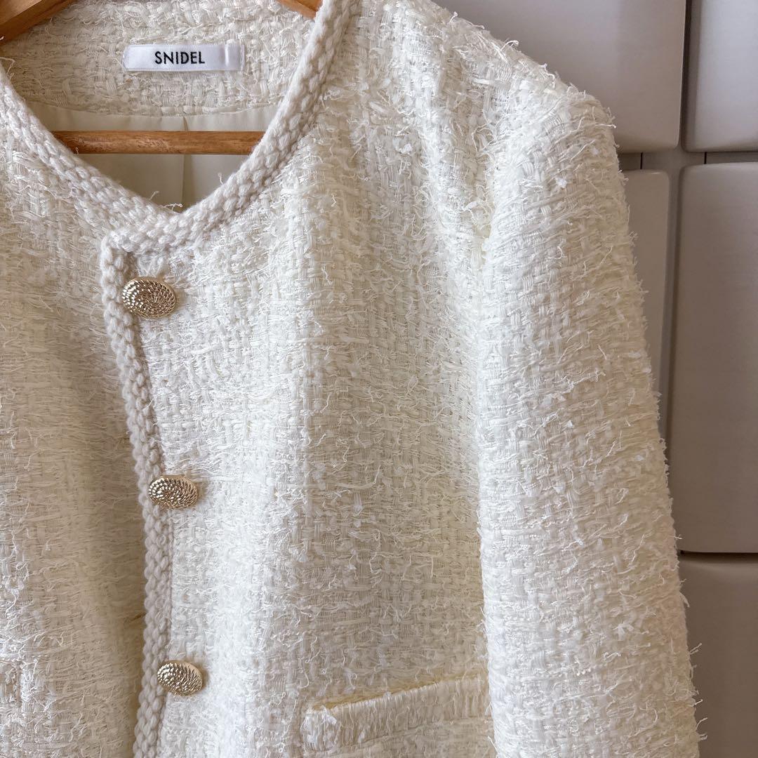 【新品タグ付き】スナイデル ミックスツイードジャケット ホワイト