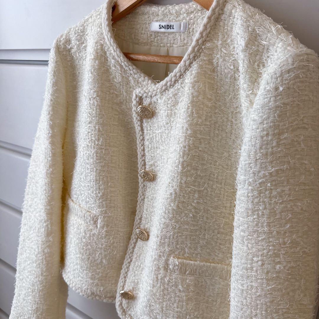 【新品タグ付き】スナイデル ミックスツイードジャケット ホワイト