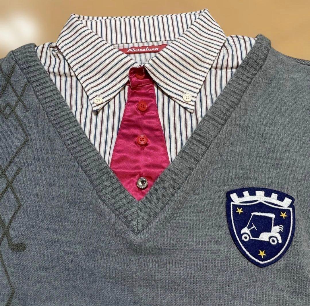 Russeluno ラッセルノ 襟付きVネックセーター L