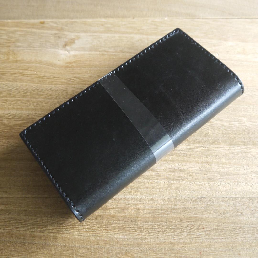 【くうねこ様】ヌメ革　栃木レザー　サドルレザー　ロングウォレット　二つ折り　黒