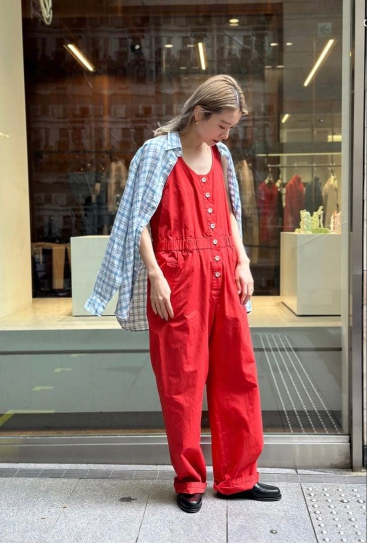 6roku＊ロクビューティ&ユースcottonフロントボタンオールインワン新品紺