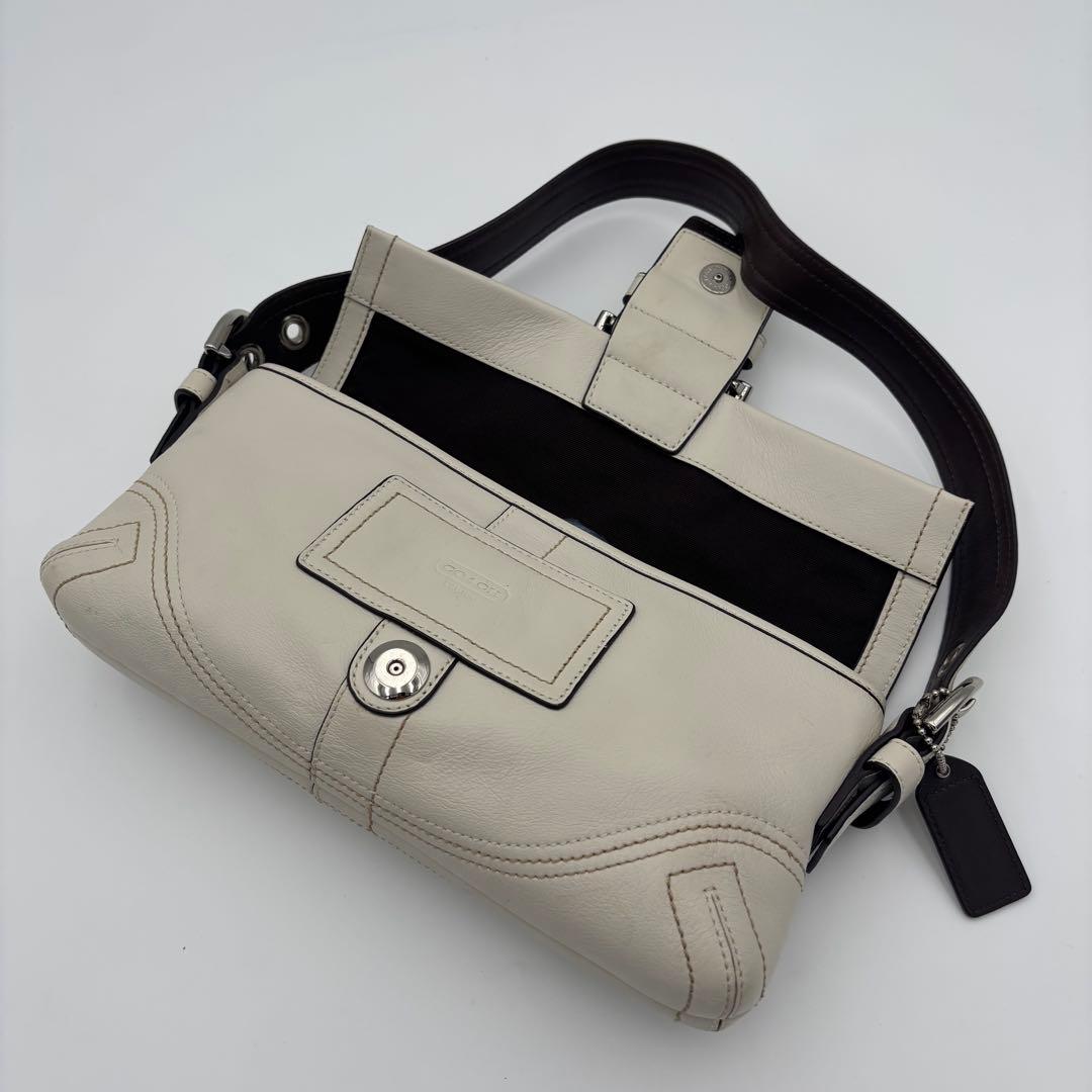 COACH コーチ ソーホー ワンショルダー 肩掛け デミフラップ 白 SOHO