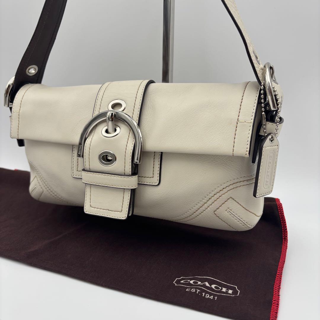 COACH コーチ ソーホー ワンショルダー 肩掛け デミフラップ 白 SOHO