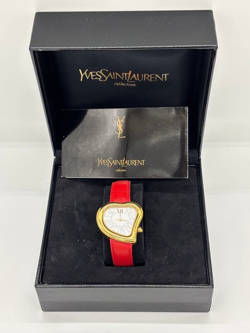 【美品】イヴサンローラン ハートウォッチ クォーツ【05F】純正ベルト【稼働品】