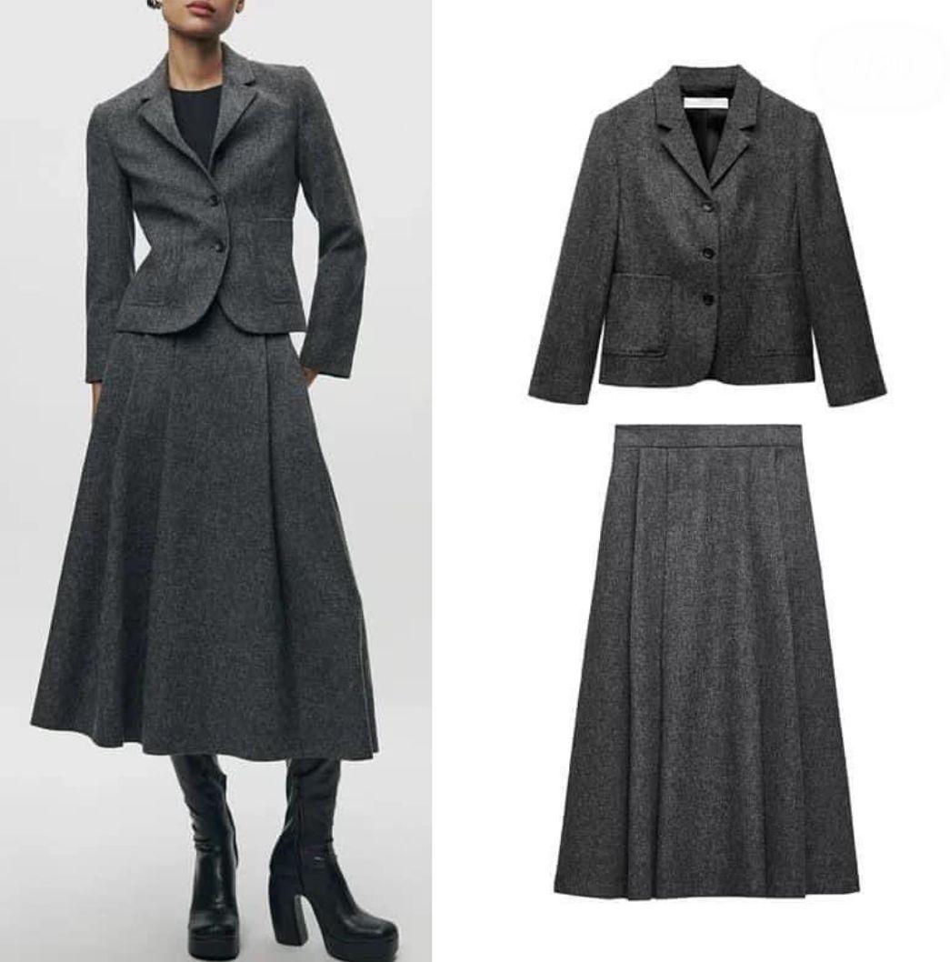 完売品＊ザラ ZARA ZWコレクション ウールブレンドブレザー ミディスカート