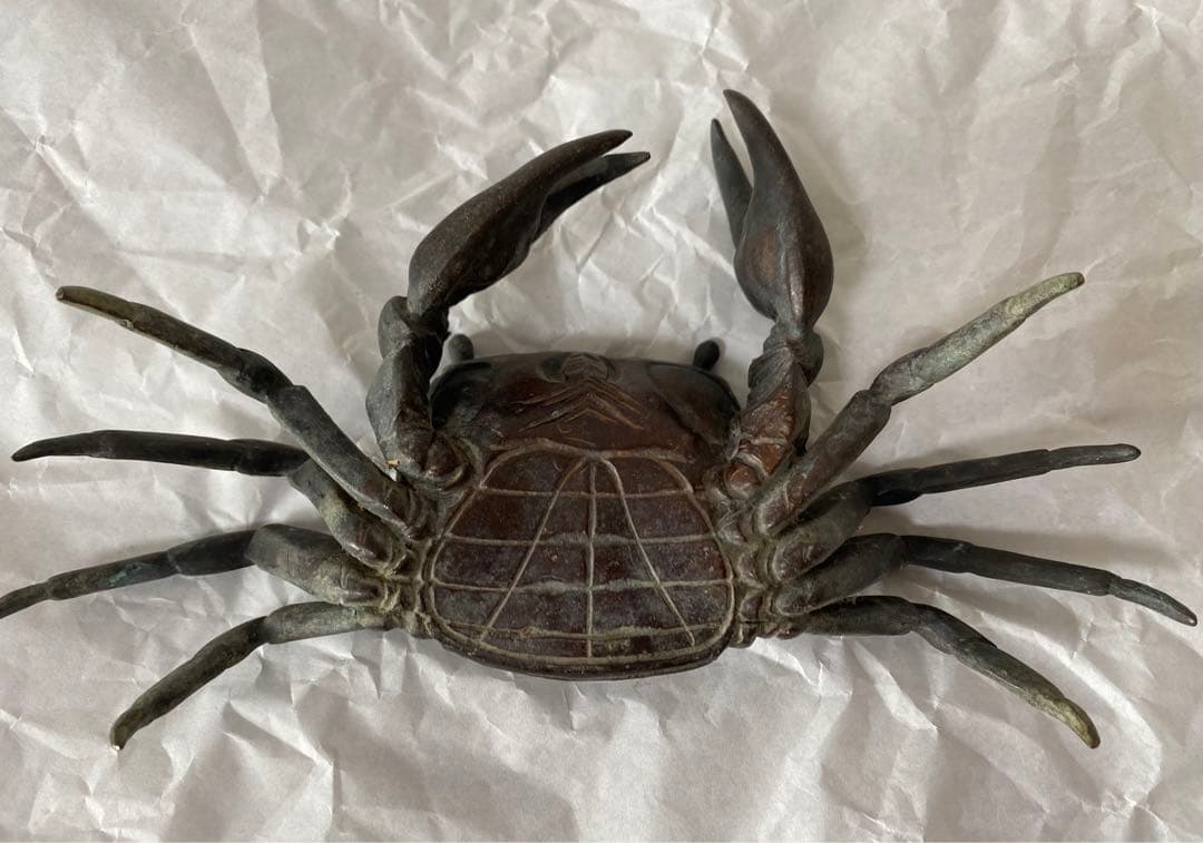 古銅カニ置物　蟹置物(特大型)