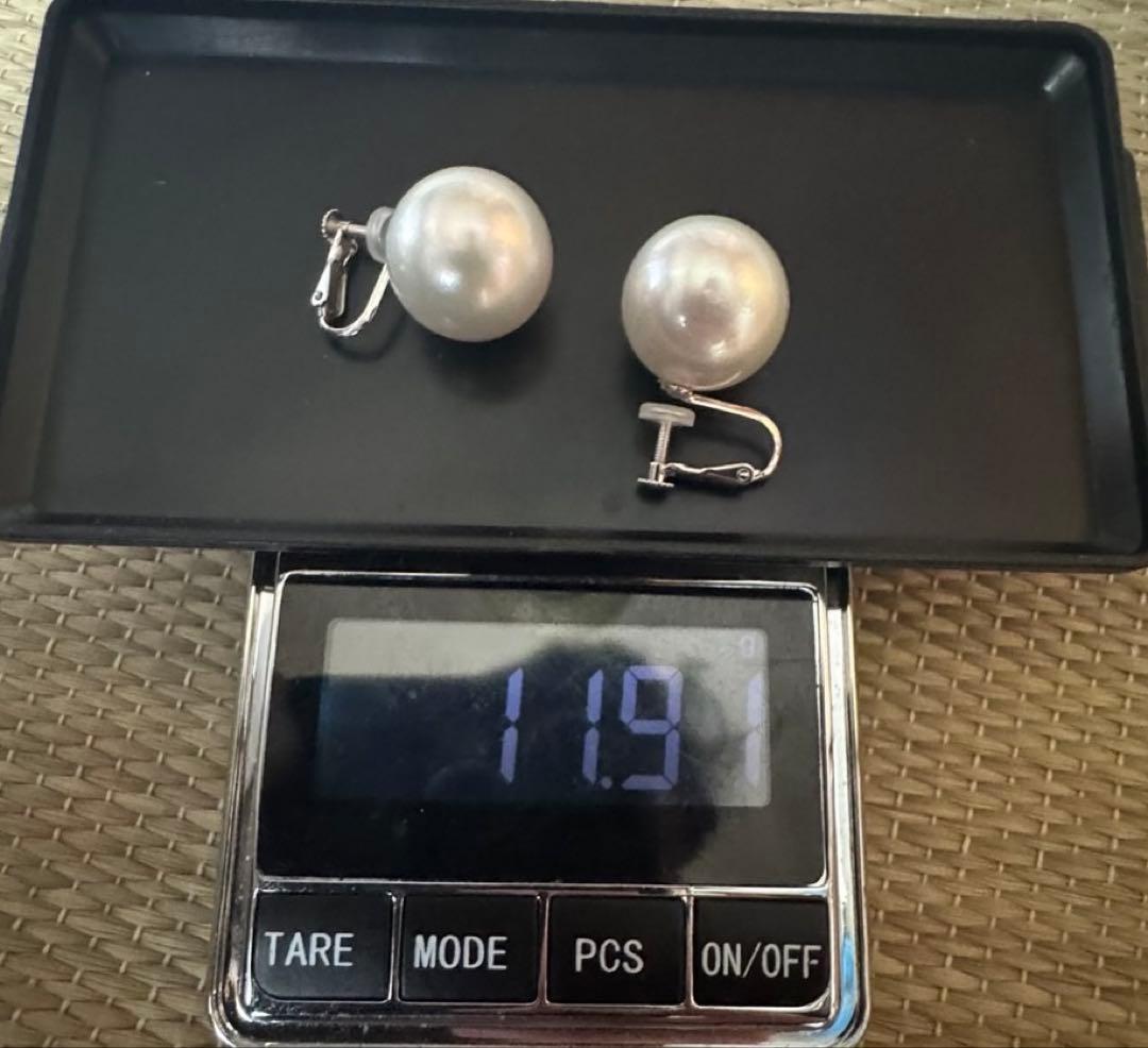 南洋真珠 大珠ネックレス イヤリングセット K14WG