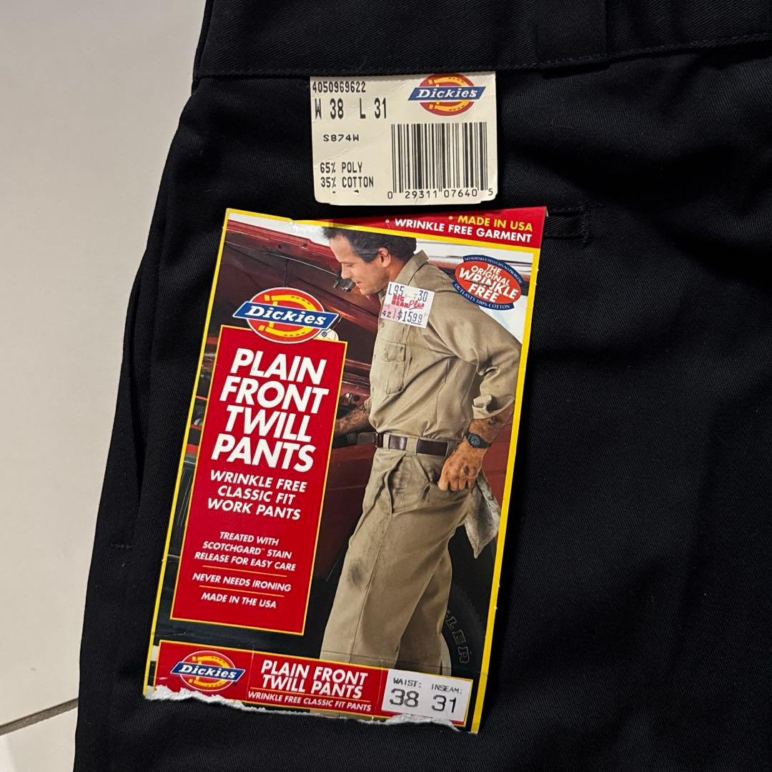 80's〜90's Dickies 874 ブラック USA製 タグ付き W38