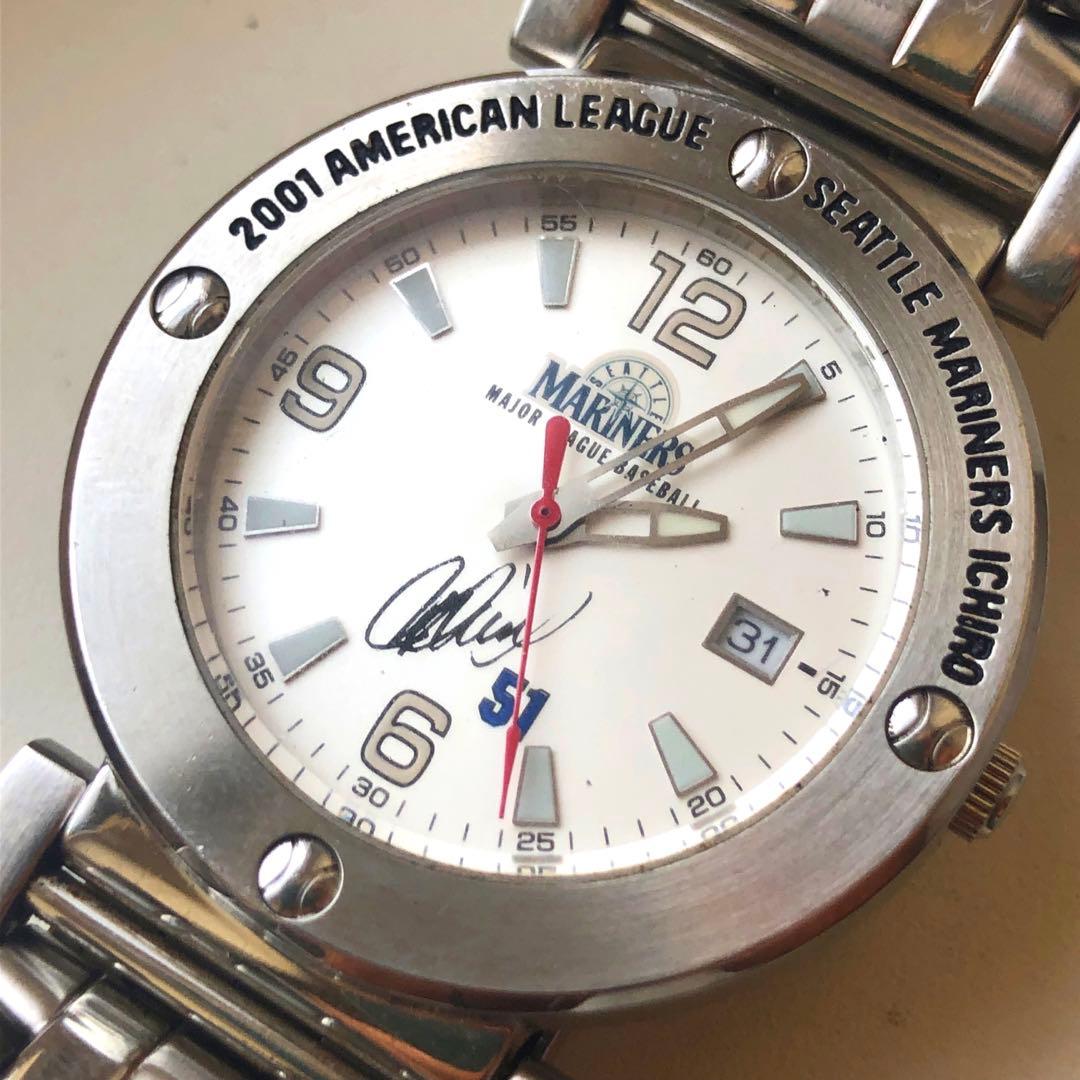 【極希少】MARINERS 2001年記念時計 イチローサイン入り　電池新品