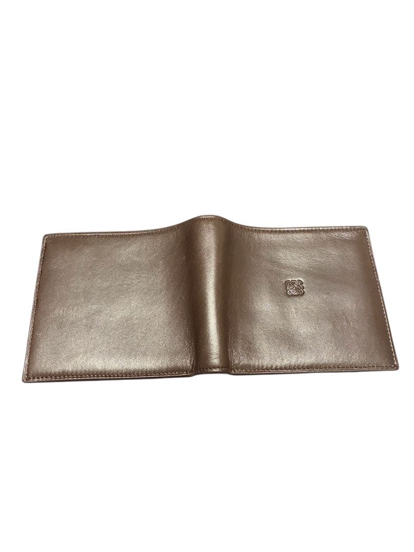 【LOEWE】二つ折り財布 アナグラム シープスキン レザー ダークブラウン