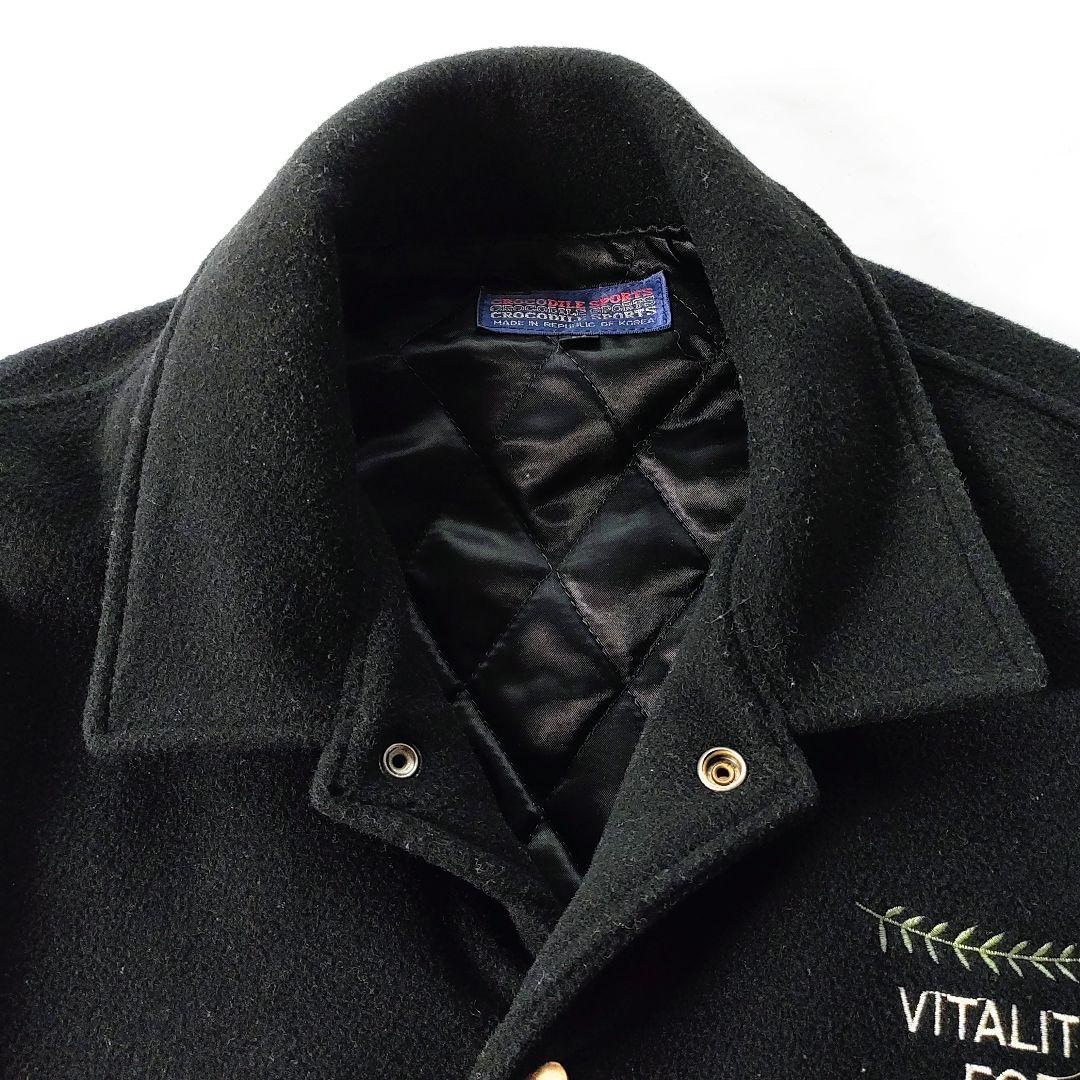 【希少】スタジャン 90sヴィンテージ ブラック 襟あり袖レザー