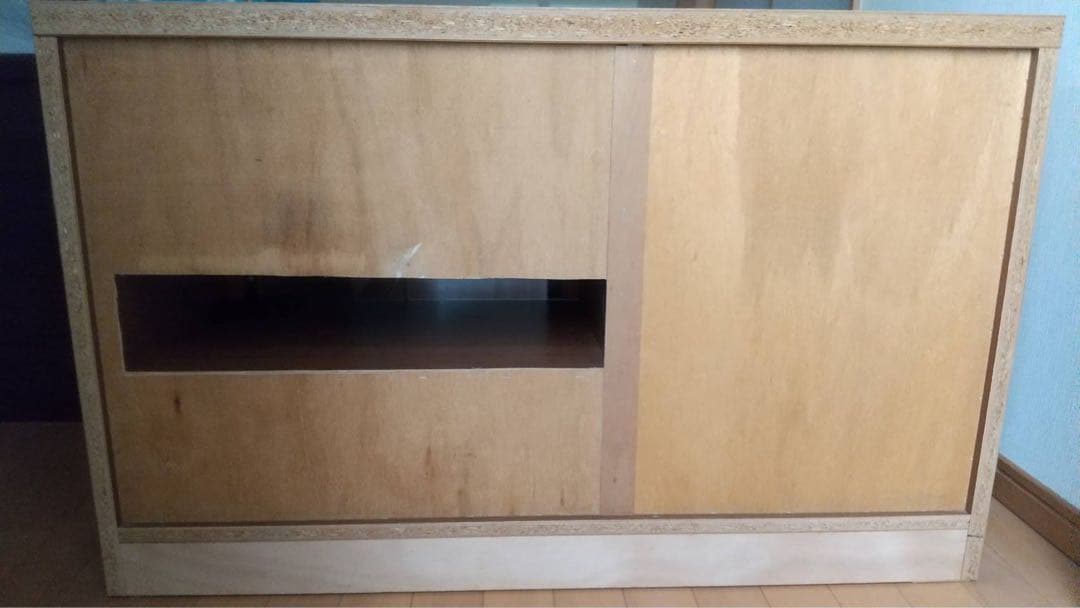 木製テレビ台 ブラウン ガラス扉 引き出し付き