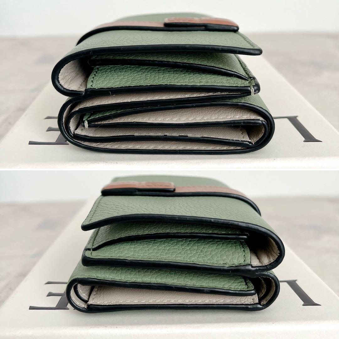 美品✨ロエベ　トライフォールドウォレット　アナグラム　三つ折り財布　ローズマリー