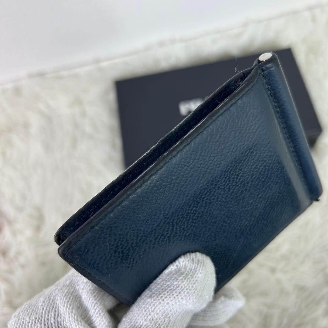 プラダ　マネークリップ　ヴィッテログレイン　ネイビー系　2MN077